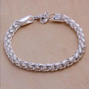 925 Silver plated Braided Rope Link Bracelet